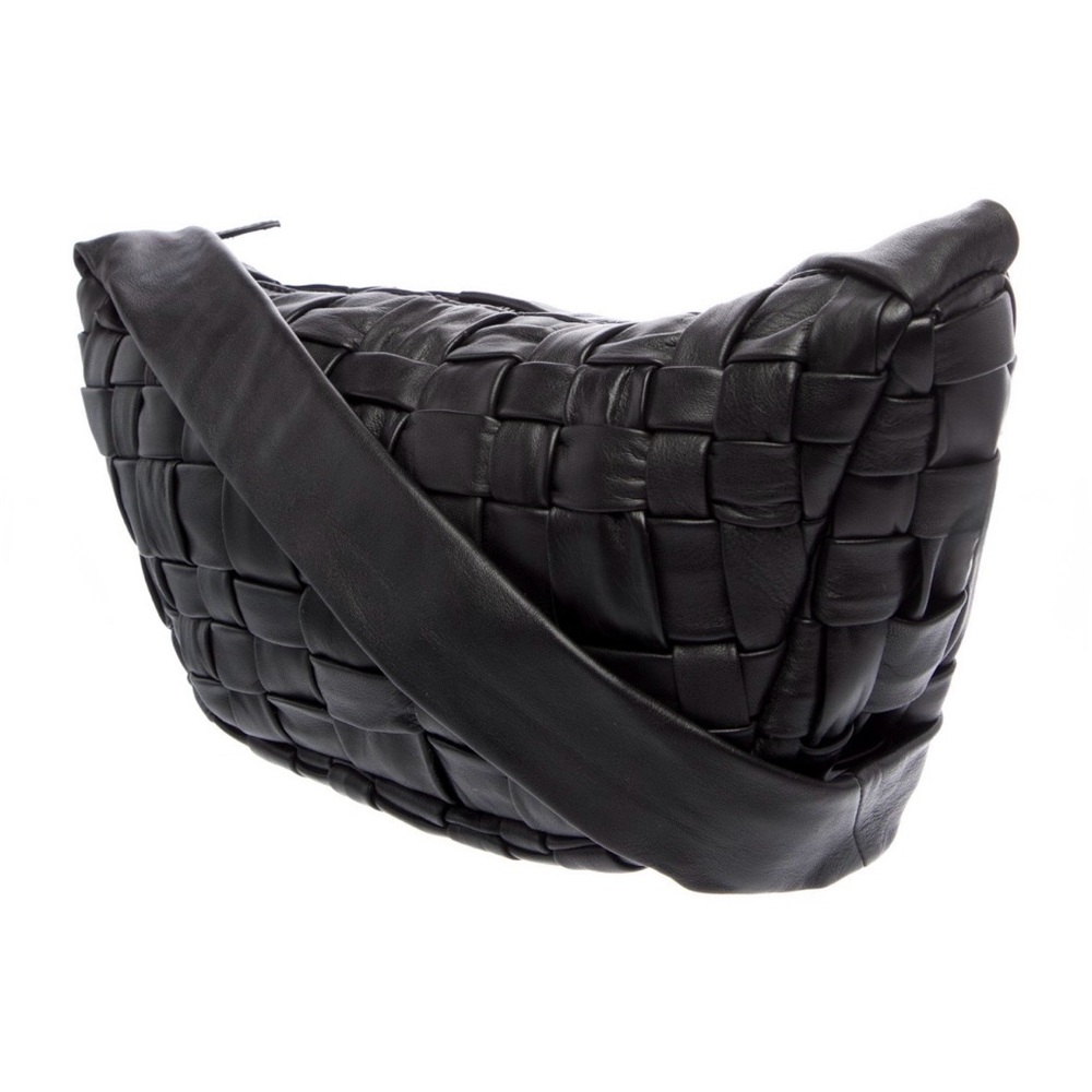 St. Agni Black Leather Woven Shoulder Bag - Picture 2 of 6